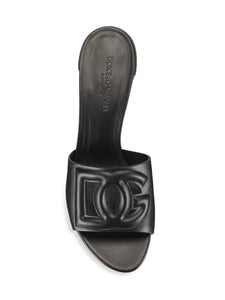 Dolce&Gabbana, Interlocking DG 40 Leather Mules, 37.5 (7.5), Black