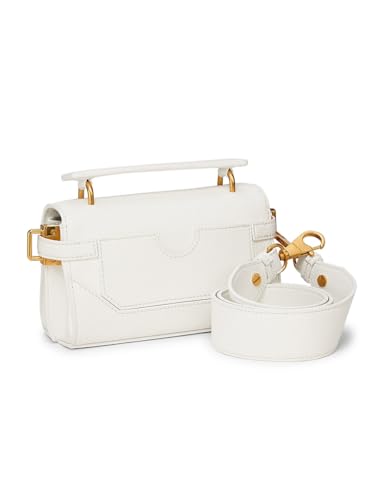 Balmain, B-Buzz Grained Leather Top Handle Bag, Blanc