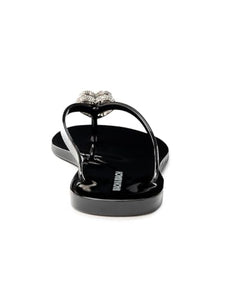 Mach & Mach, Double Heart Flip-Flops, 41 (11), Black