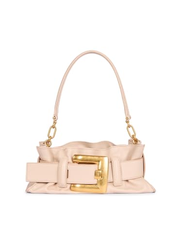 Balmain, Anthem Mini Leather Shoulder Bag, Beige