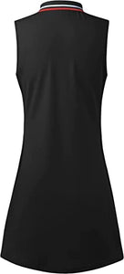 FREEYE Golf Dress with Shorts Underneath, Tennis Dresses with Pocktets Exercise Athletic Sport Tank Dress Top Running Hiking Summer Casual Tank T-Shirts Dresses Black and White Tie-Dye M