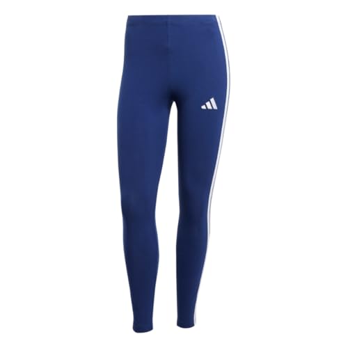 adidas Women's Essentials 3-Stripes Cotton Leggings, Dark Blue/White