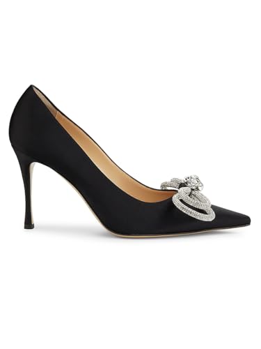 Mach & Mach, Double Bow 95MM Silk & Crystal Pumps, 40 (10), Black