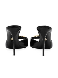 Dolce&Gabbana, 90MM Leather Logo Mules, 36 (6), Black