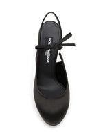 Load image into Gallery viewer, Dolce&amp;Gabbana, 125MM Satin Slingback Platform Pumps, 37.5 (7.5), Nero
