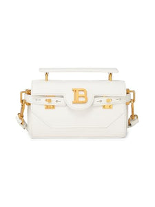 Balmain, B-Buzz Grained Leather Top Handle Bag, Blanc