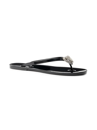 Mach & Mach, Double Heart Flip-Flops, 41 (11), Black