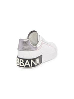 Load image into Gallery viewer, Dolce&amp;Gabbana, Portofino Logo Leather Sneakers, 38 (8), Bianco Argento
