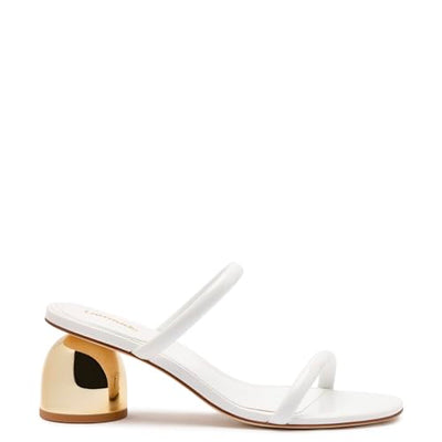 Larroudé, Dew Drop Mule In White Patent Leather, 8, White