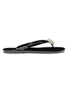 Mach & Mach, Double Heart Flip-Flops, 41 (11), Black