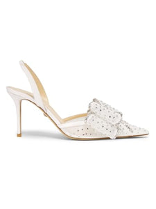 Mach & Mach, Le Cadeau 85MM Hotfix Bow Slingback Pumps, 37 (7), White