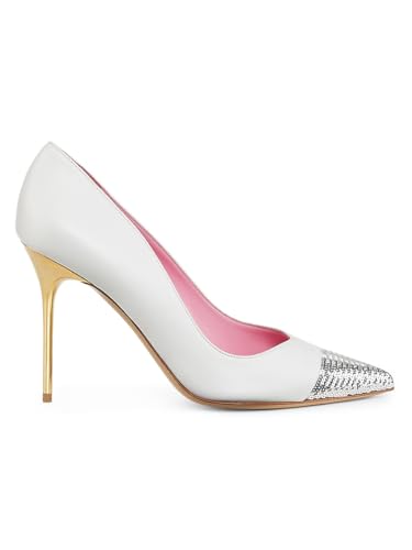 Balmain, Ruby 95MM Sequined Leather Pumps, 37.5 (7.5), Blanc Argent