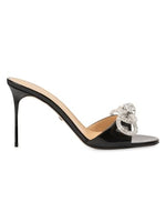 Load image into Gallery viewer, Mach &amp; Mach, Crystal Bow Patent Leather Slide Sandals, 37.5 (7.5), Black
