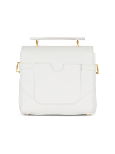 Balmain, B Buzz 23 Grained Leather Top Handle Bag, Blanc