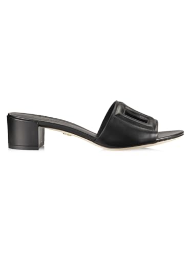 Dolce&Gabbana, Interlocking DG 40 Leather Mules, 37.5 (7.5), Black