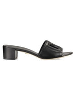 Load image into Gallery viewer, Dolce&amp;Gabbana, Interlocking DG 40 Leather Mules, 37.5 (7.5), Black
