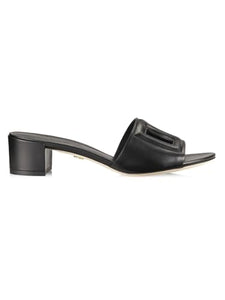Dolce&Gabbana, Interlocking DG 40 Leather Mules, 37.5 (7.5), Black