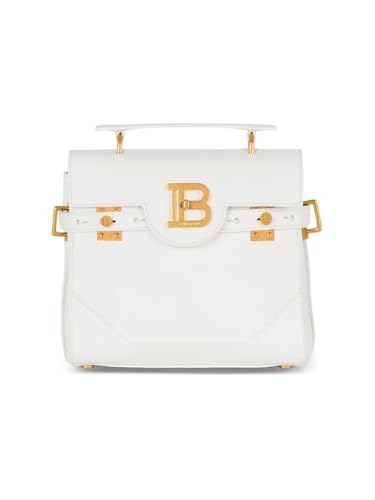 Balmain, B Buzz 23 Grained Leather Top Handle Bag, Blanc