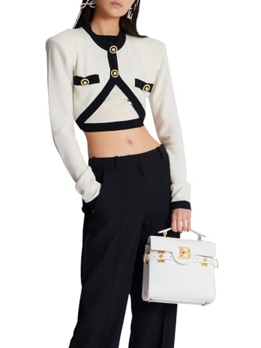 Balmain, B Buzz 23 Grained Leather Top Handle Bag, Blanc