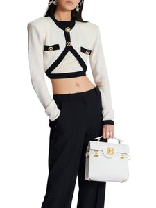 Balmain, B Buzz 23 Grained Leather Top Handle Bag, Blanc