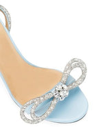 Load image into Gallery viewer, Mach &amp; Mach, Double-Bow Embellished Satin Ankle Sandals, 41 (11), Blue
