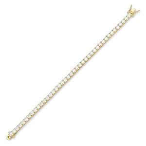 Amazon Essentials Yellow Gold Plated Sterling Silver Round Cut Cubic Zirconia Tennis Bracelet (4mm), 7" (previously Amazon Collection)