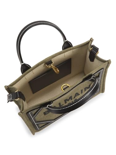 Balmain, B-Army Canvas Logo Shopper Tote Bag, Khaki Noir