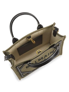 Balmain, B-Army Canvas Logo Shopper Tote Bag, Khaki Noir