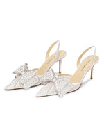 Load image into Gallery viewer, Mach &amp; Mach, Le Cadeau 85MM Hotfix Bow Slingback Pumps, 37 (7), White

