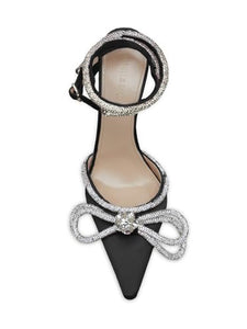 Mach & Mach, Double Bow Silk Satin Pumps, 39 (9), Black