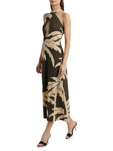 Johanna Ortiz, Las Islas Winter Sun Oceanic Mantra Dress, Small, Salty Palms Green Ecru