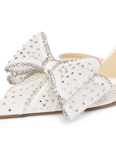 Mach & Mach, Le Cadeau 85MM Hotfix Bow Slingback Pumps, 37 (7), White