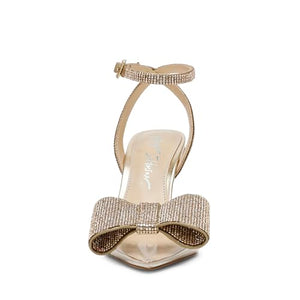 Betsey Johnson Women's Hart Heeled Sandal, Light Gold, 9