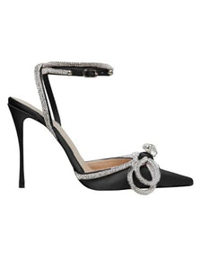 Mach & Mach, Double Bow Silk Satin Pumps, 39 (9), Black