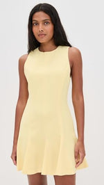 Load image into Gallery viewer, alice + olivia Women&#39;s Isabelle Seamed Flare Mini Dress, Butter, Yellow, 8

