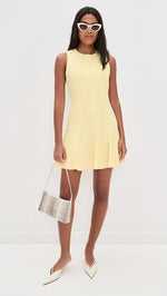 Load image into Gallery viewer, alice + olivia Women&#39;s Isabelle Seamed Flare Mini Dress, Butter, Yellow, 8
