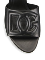 Load image into Gallery viewer, Dolce&amp;Gabbana, Interlocking DG 40 Leather Mules, 37.5 (7.5), Black
