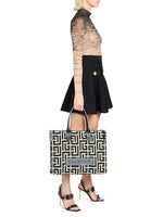 Load image into Gallery viewer, Balmain, B-Army Monogram Jacquard 36 Shopper Tote Bag, Ivory Noir
