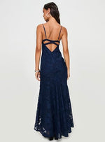 Load image into Gallery viewer, Princess Polly Cyrene Navy Floral V-Neck Backless Maxi Dress
