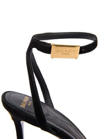 Load image into Gallery viewer, Balmain, 95MM Embellished Suede Sandals, 7, Noir
