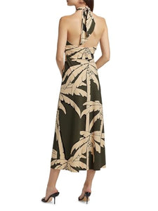 Johanna Ortiz, Las Islas Winter Sun Oceanic Mantra Dress, Small, Salty Palms Green Ecru