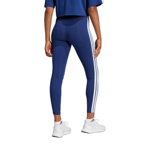 adidas Women's Essentials 3-Stripes Cotton Leggings, Dark Blue/White