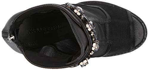 Karl Lagerfeld Paris Women's Blayze Peep Toe Heeled Fashion Bootie with Stud Embellishments Ankle Boot, Black, 8.5