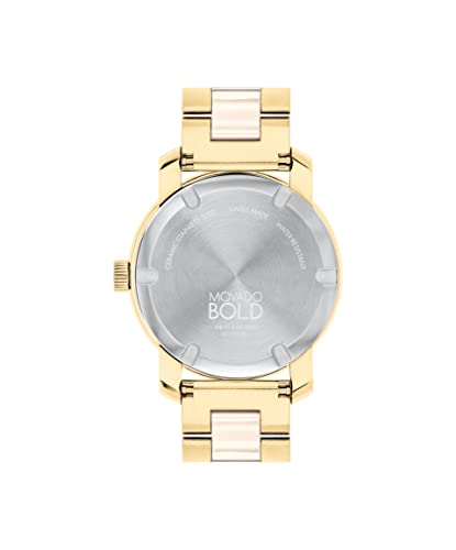 Movado Bold Iconic Women's Watch - Swiss Quartz 2H Movement, Stainless Steel Ceramic Center Link Bracelet - 3 ATM Water Resistance - Sparkling Crystal Details for Her - 36mm