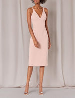Load image into Gallery viewer, Dress the Population Women&#39;s LYLA Solid Sleeveless Fitted MIDI Sheath Dress Dress, Blush, M
