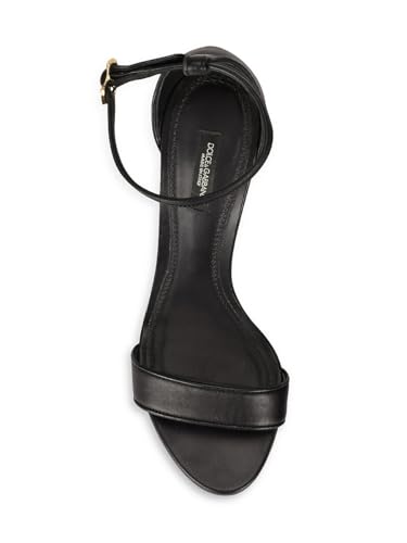 Dolce&Gabbana, Sculpted-Heel Baroque DG Leather Sandals, 39.5 (9.5), Black