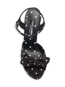 Dolce&Gabbana, Kira 135MM Polka Dot Platform Sandals, 38.5 (8.5), Nero