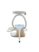 Load image into Gallery viewer, Mach &amp; Mach, Double-Bow Embellished Satin Ankle Sandals, 41 (11), Blue
