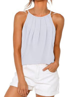 Load image into Gallery viewer, Mywinway Womens Halter Tank Tops 2025 Spring Summer Beach Sleeveless Pleated Vest Shirts Causal Cute Blouses Basic Vest Tops, White, L
