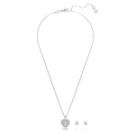 Load image into Gallery viewer, Swarovski Idllyia Necklace and Earring Set, Clear Heart-Shaped Crystal Pendant and Round Crystal Studs in a Rhodium-Finished Setting, Part of The Idyllia Collection
